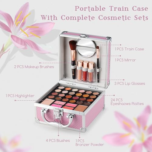 Pink Case 24-Color Eyeshadow Palette & More for Teens