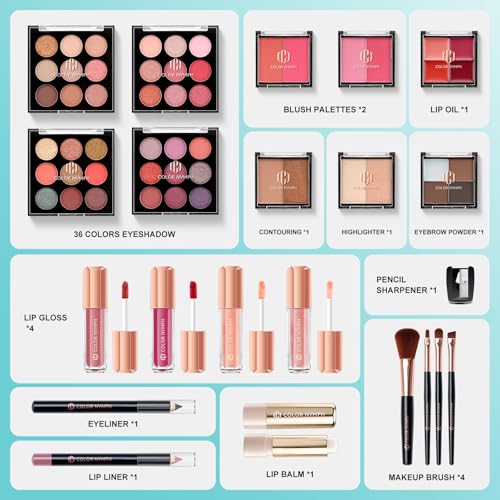 Teens' All-In-One Makeup Kit with Travel Case and Brushes