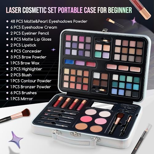Portable Silver Case Makeup Sets for Girls and Teens