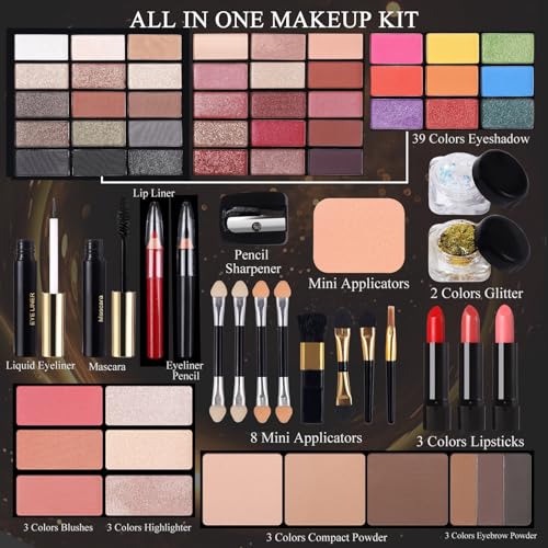 Complete Makeup Set with 60 Colors for Women & Girls