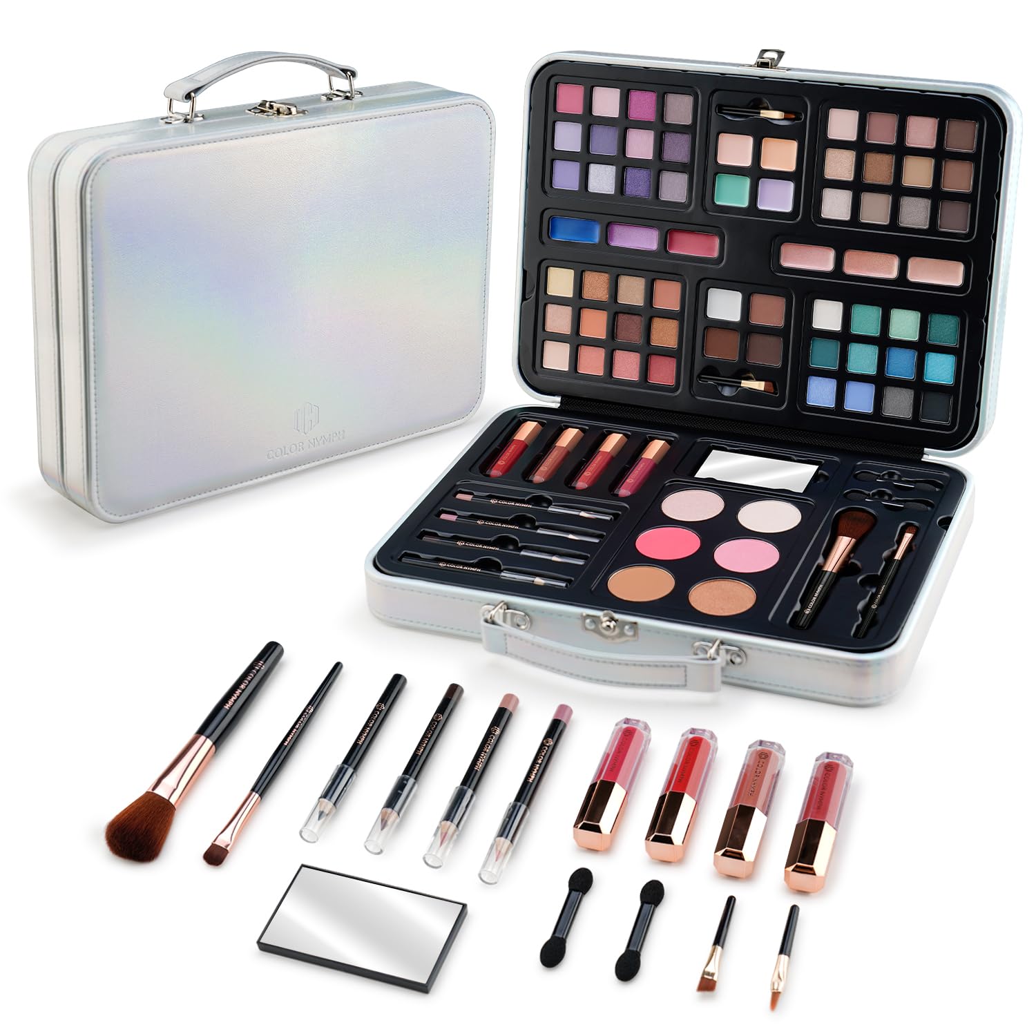 Portable Silver Case Makeup Sets for Girls and Teens