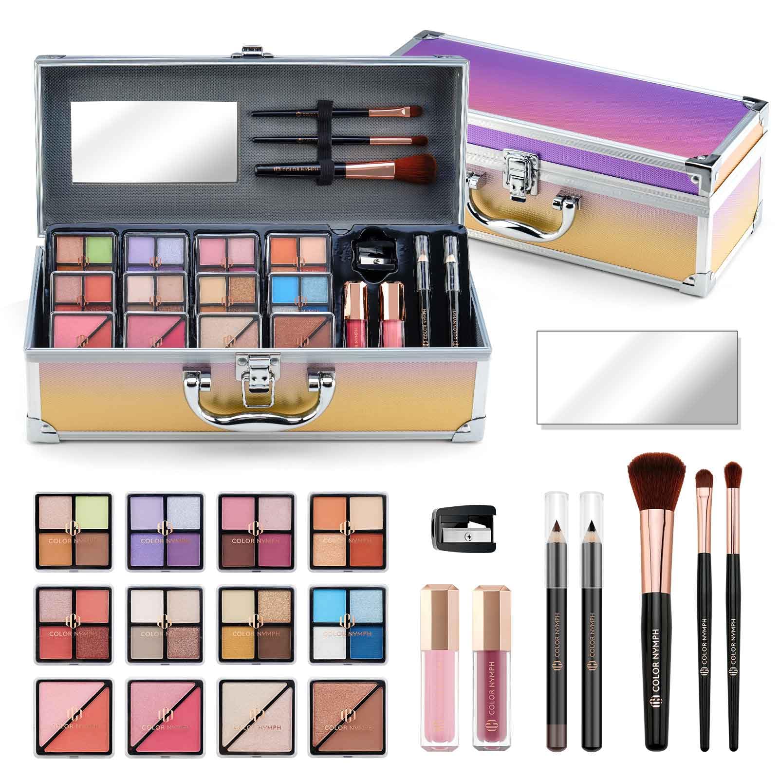 Teen Girls Makeup Kit with Pink Train Case - 32 Colors Eyeshadow & More