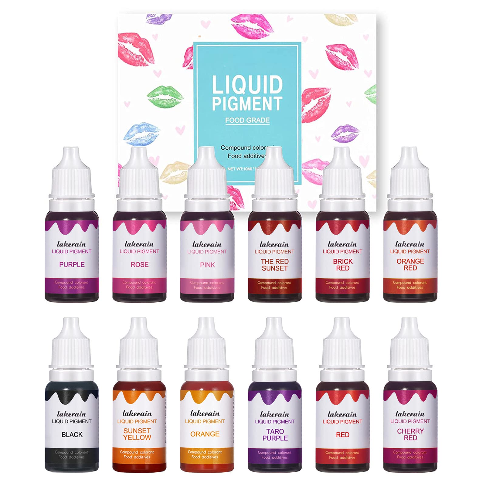 12-Color Edible Plant-Based Dye Set for Custom Lip Gloss