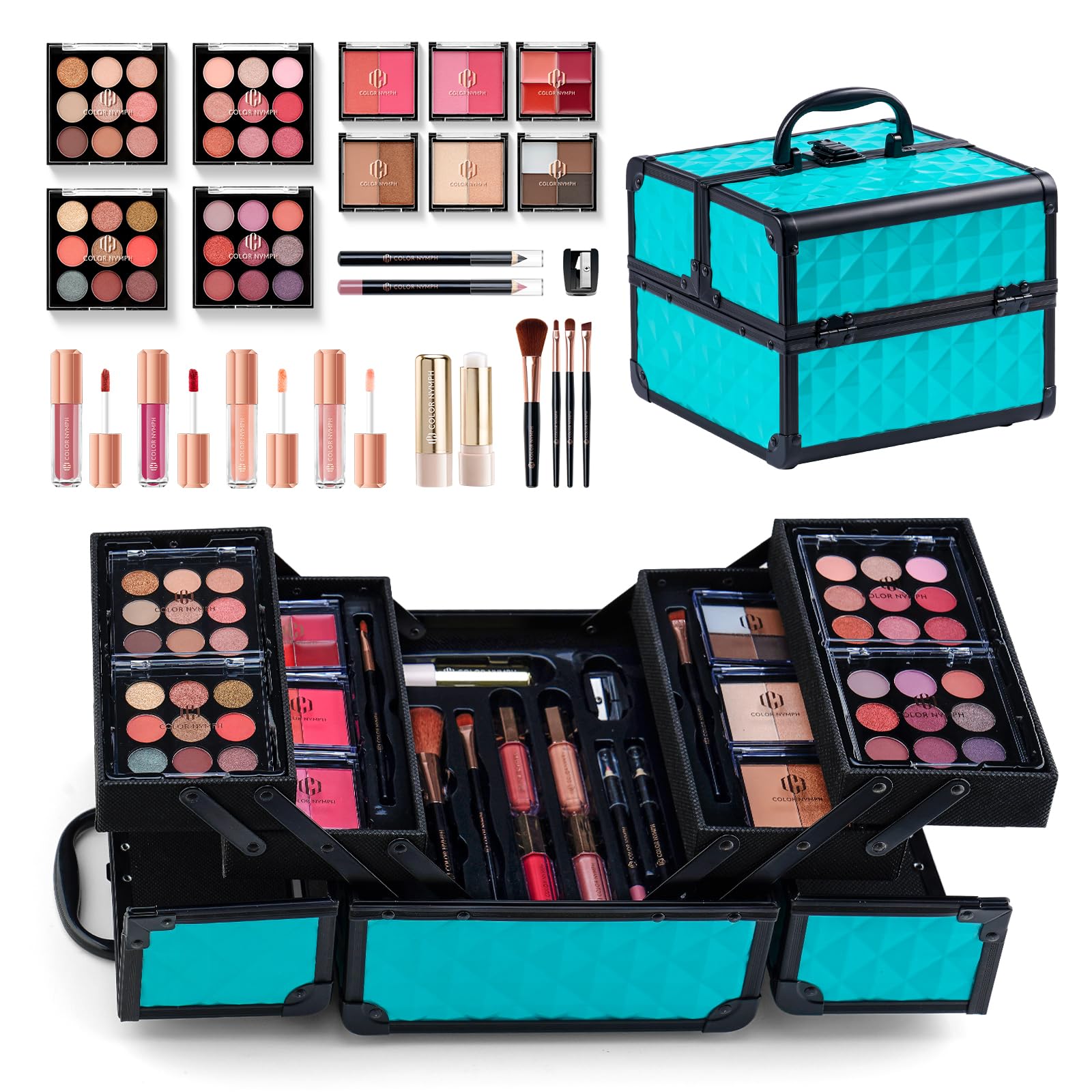 Teens' All-In-One Makeup Kit with Travel Case and Brushes